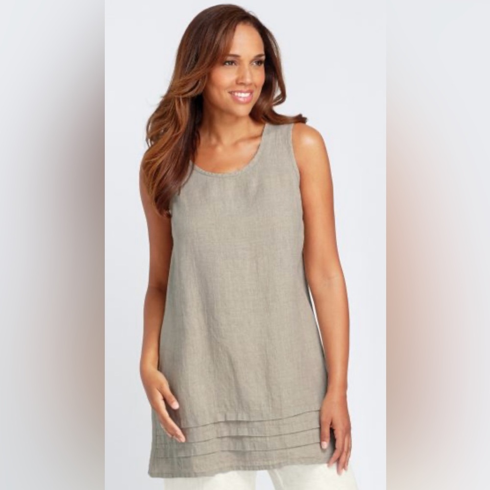 FLAX LINEN TUCK TUNIC DRESS, SIZE M, NWT.